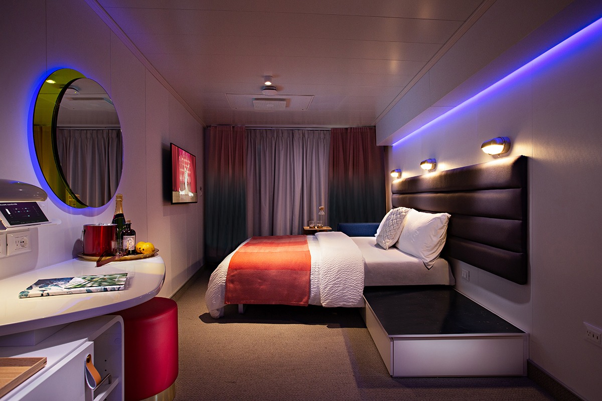 Virgin Voyages Cabin - Night Time